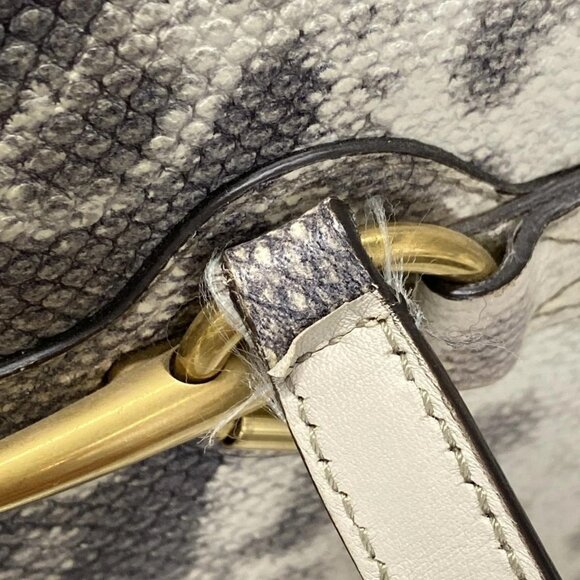 Auth GUCCI Horsebit 319795 White Dark Gray Leather - Tote Bag - Picture 10 of 16